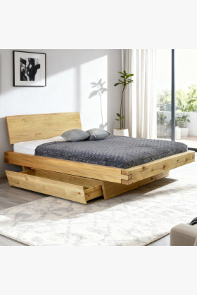 Massives Doppelbett Fichte 160x200 cm robust natürlich